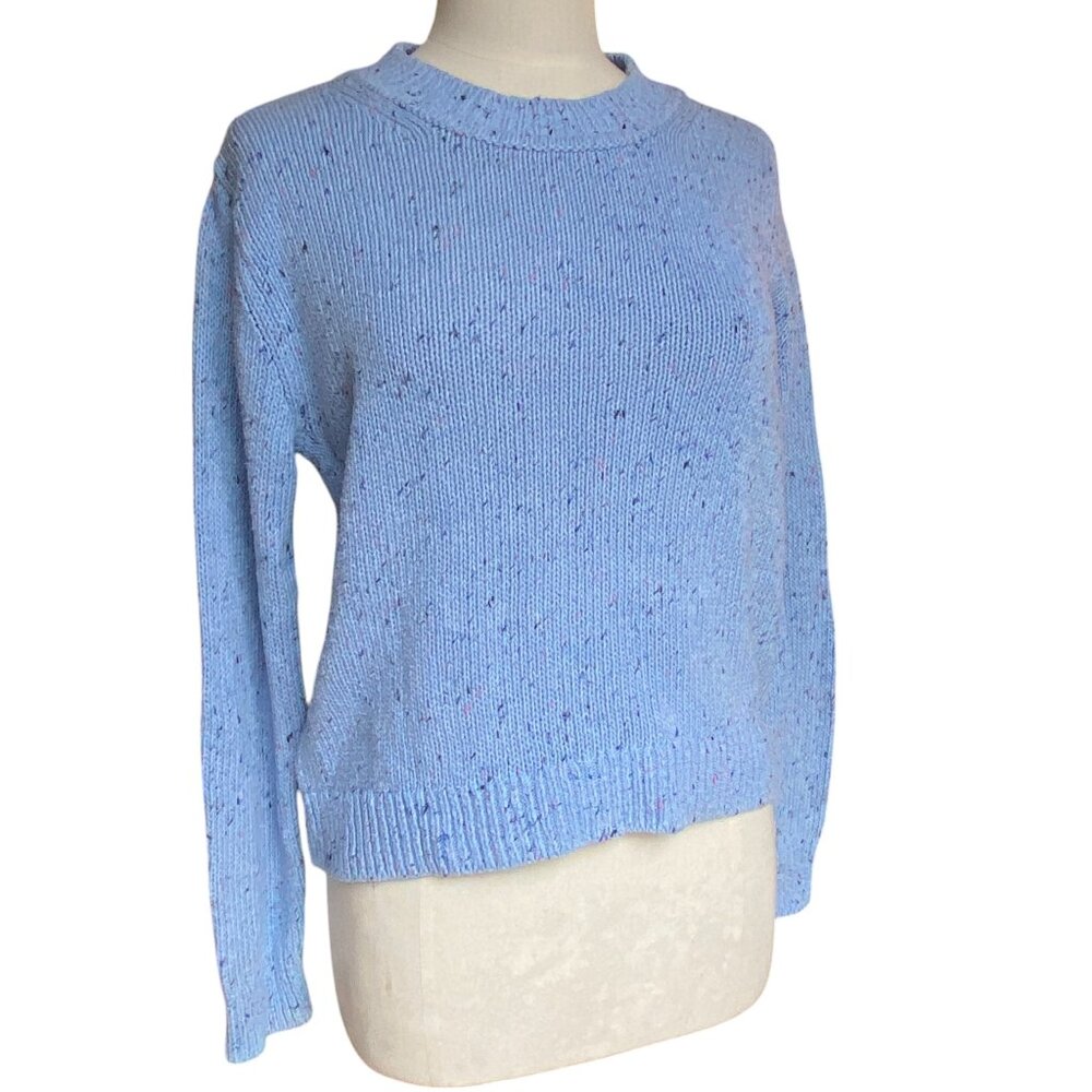 Banana Republic Factory Speckled Confetti Sweater Blue Cotton Cropped Cottage-L
